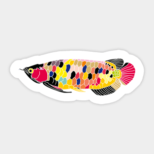 fancy swimming asian arowana fish illustration Sticker